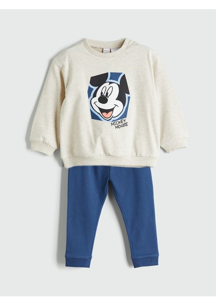 Yeni Sezon Mickey Mouse Baskılı Erkek Bebek Sweatshirt ve Eşofman Alt 2'li fırsatları