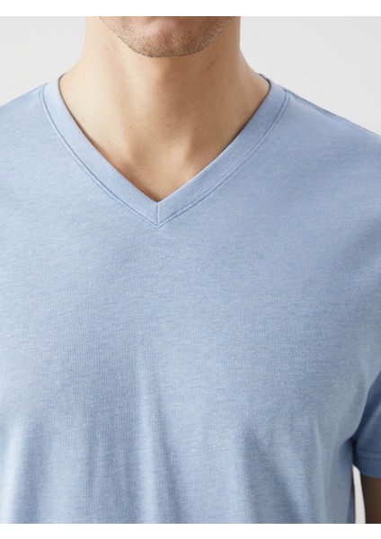 Yeni Sezon V Yaka Kısa Kollu Penye Erkek Tişört modelleri