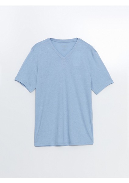 Yeni Sezon V Yaka Kısa Kollu Penye Erkek Tişört indirimleri