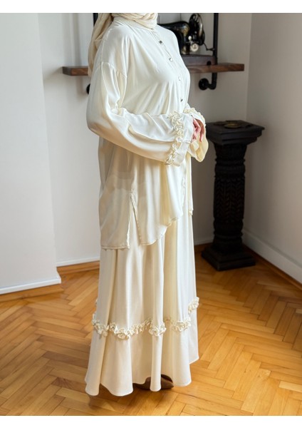 Ekru Belmando Oversize Alt Üst Takım 5092