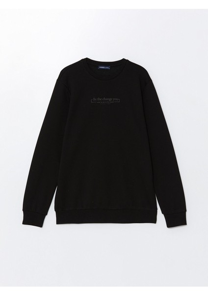 Yeni Sezon Bisiklet Yaka Baskılı Erkek Kalın Sweatshirt indirimleri