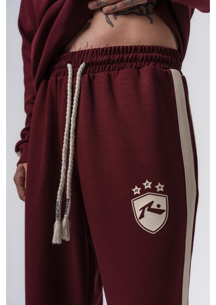 Erkek Şerit Detaylı Modal Baggy Eşofman Altı Vişne indirimleri