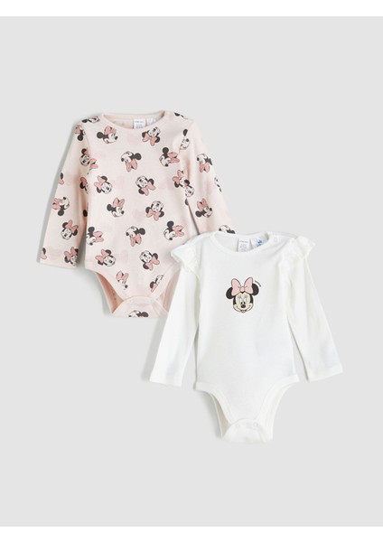 Yeni Sezon Minnie Mouse Lisanslı Kız Bebek Çıtçıtlı Body 2'li