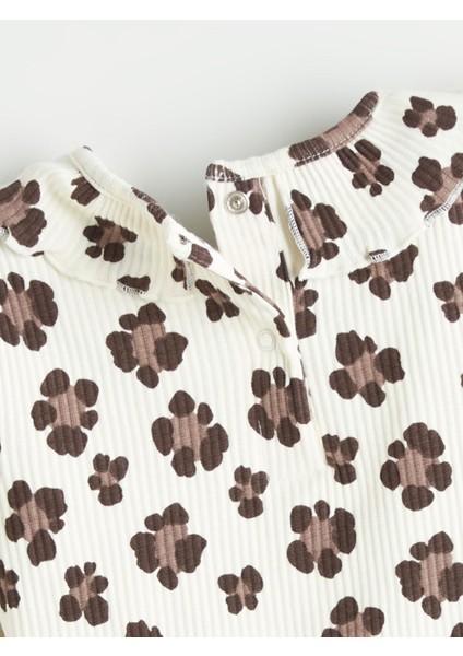 Yeni Sezon Bisiklet Yaka Çiçekli Kız Bebek Tişört ve Tayt 2'li Takım modelleri