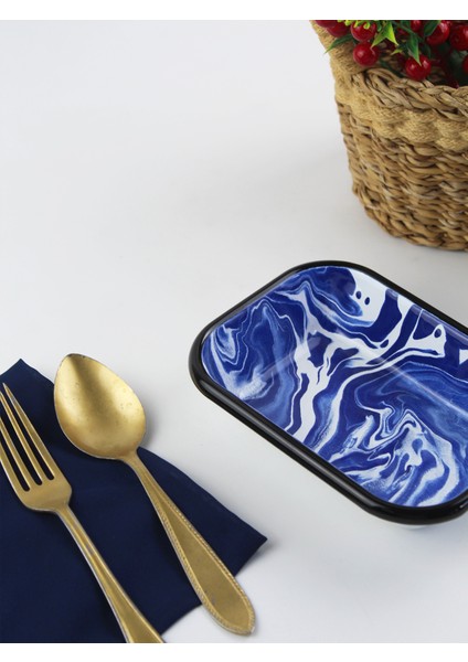 Lacivert Mermer Desen Emaye V1 Meze Tabağı 16 cm indirimleri