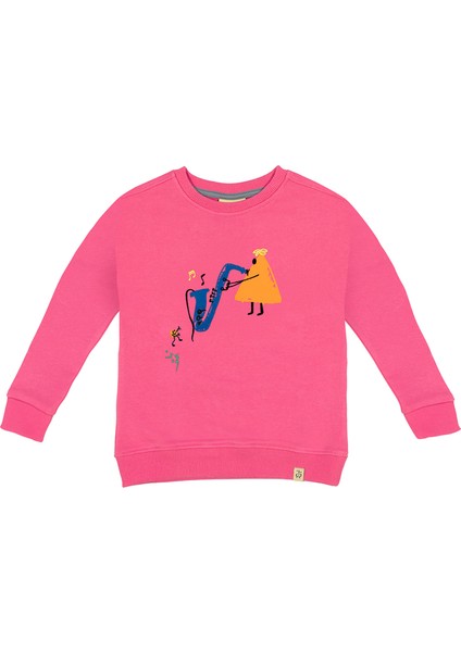 Musician Triangle Pembe Uzun Kollu Kız Çocuk Sweatshirt