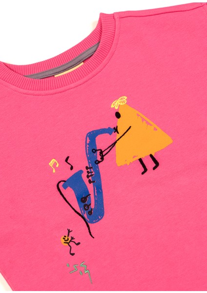 Musician Triangle Pembe Uzun Kollu Kız Çocuk Sweatshirt modelleri