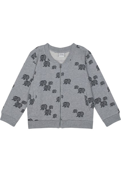 Fil Desenli Gri Unisex Çocuk Bomber Ceket