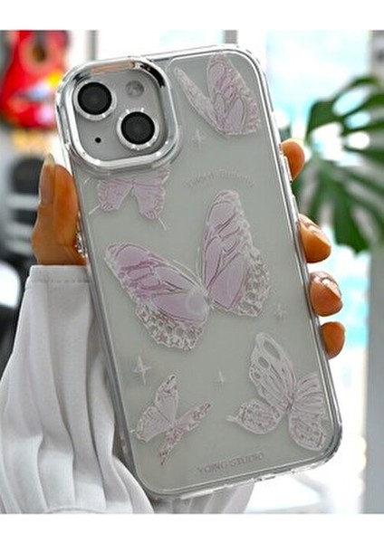 Iphone 15 - 14 - 13 Uyumlu 2in1 Kelebek Baskı Desenli Silikon Kılıf fiyatları