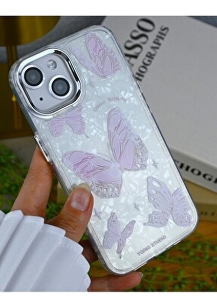 Iphone 15 - 14 - 13 Uyumlu 2in1 Kelebek Baskı Desenli Silikon Kılıf modelleri