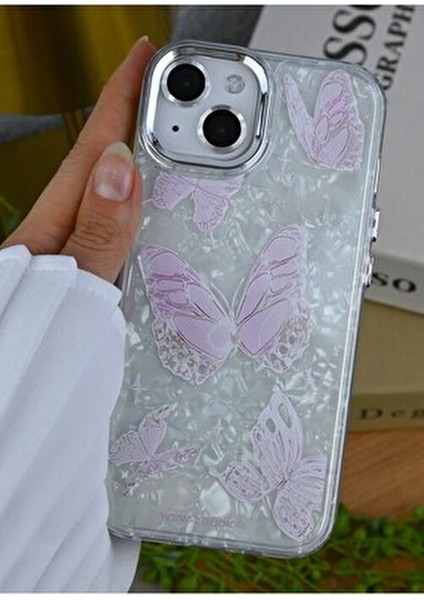Iphone 15 - 14 - 13 Uyumlu 2in1 Kelebek Baskı Desenli Silikon Kılıf indirimleri