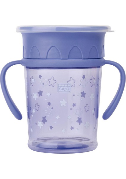 Kulplu 360 Derece Içilebilen Mavi Alıştırma Bardağı