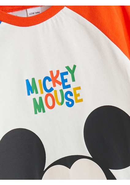 Yeni Sezon Bisiklet Yaka Mickey Mouse Baskılı Erkek Bebek Pijama Takımı modelleri