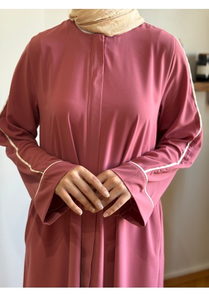 Pudra Gizli Patlı Biyeli Abaya Kol Ferace 5058 fiyatları