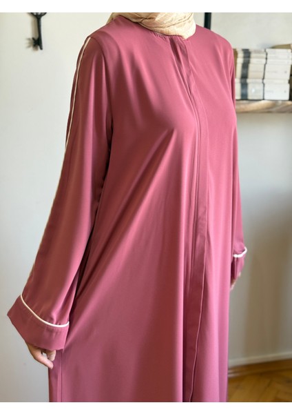 Pudra Gizli Patlı Biyeli Abaya Kol Ferace 5058 modelleri