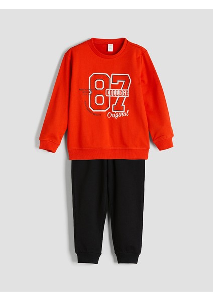 Yeni Sezon Bisiklet Yaka Erkek Bebek Sweatshirt ve Eşofman Alt 2'li