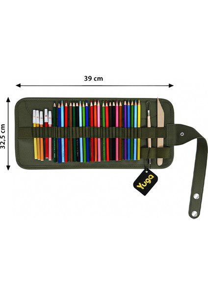 Suni Deri 36 Gözlü Rulo Kalemlik Yeşil modelleri