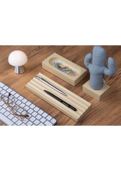 Kayigo Woody Krem Üçlü Ofis Seti - Mavi Cactus modelleri