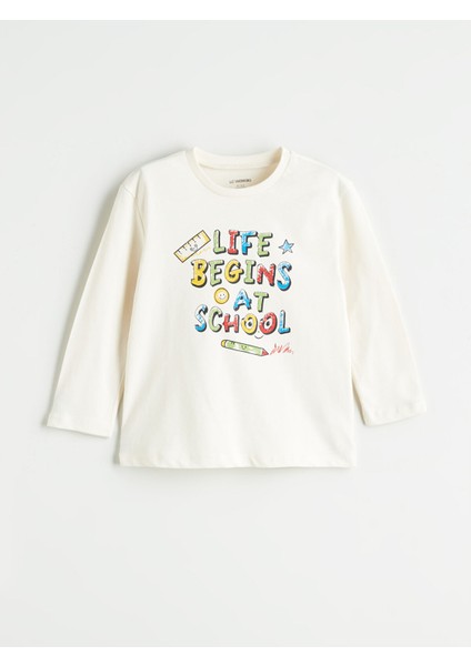 Yeni Sezon Bisiklet Yaka Baskılı Erkek Çocuk Tişört