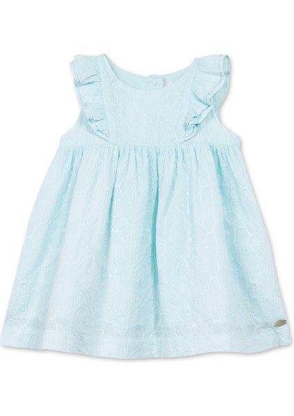 Aqua Fırfırlı Kolsuz Kız Bebek Elbise