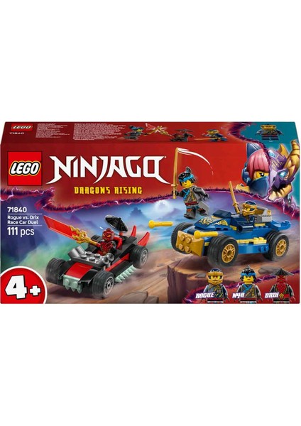 Nınjago Rogue ile Drix Yarış Arabası Düellosu 71840 - 4 Yaş ve Üzeri Çocuklar Için Nya Dahil 3 Minifigür Içeren Yaratıcı Oyuncak Yapım Seti (111 Parça) modelleri