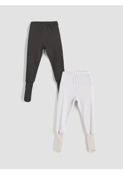 Yeni Sezon Beli Lastikli Çoraplı Erkek Bebek Pijama Alt 2'li