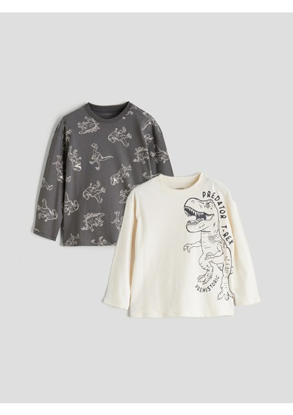 Yeni Sezon Bisiklet Yaka Erkek Çocuk Tişört 2'li