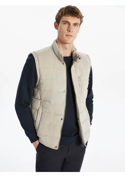 Yeni Sezon Standart Kalıp Dik Yaka Süet Erkek Yelek