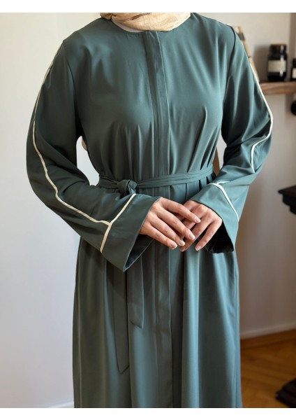Mint Gizli Patlı Biyeli Abaya Kol Ferace 5058 modelleri