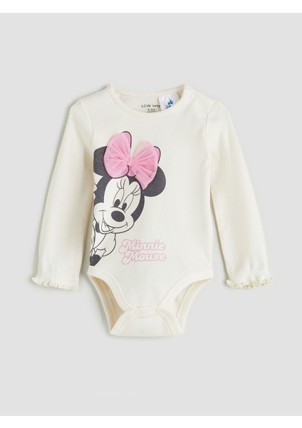 Yeni Sezon Minnie Mouse Baskılı Kız Bebek Çıtçıtlı Body ve Pantolon modelleri