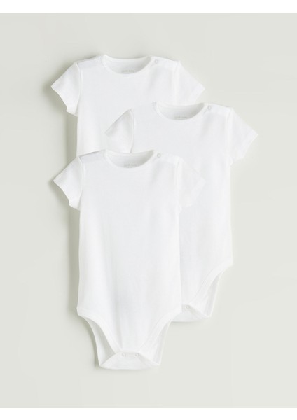 Yeni Sezon Bisiklet Yaka Kız Bebek Çıtçıtlı Body 3'lü