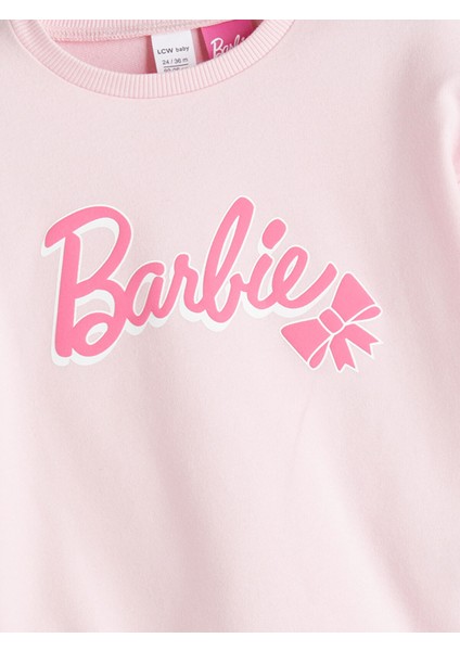 Yeni Sezon Bisiklet Yaka Barbie Baskılı Kız Bebek Sweatshirt ve Tayt 2'li Takım modelleri