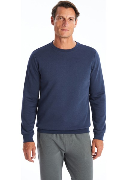 Yeni Sezon Bisiklet Yaka Uzun Kollu Erkek Kalın Sweatshirt