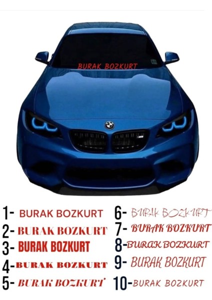 Isme Özel Yazı 55X10CM Kırmızı Ön Cam Sticker Araç Oto Traktör