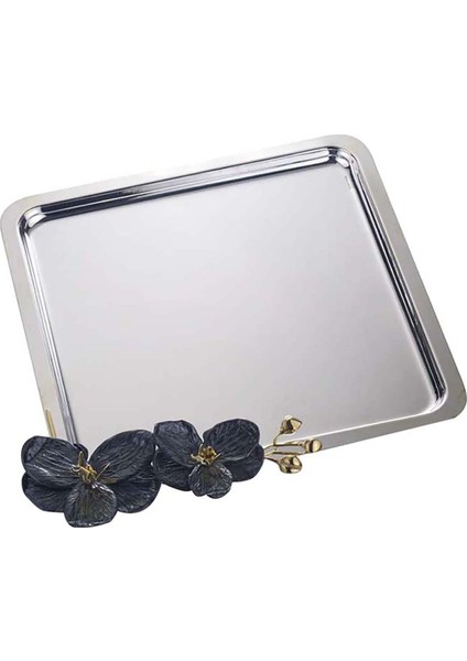 Orchid Silver Orkide Yaprağı Motifli Tepsi
