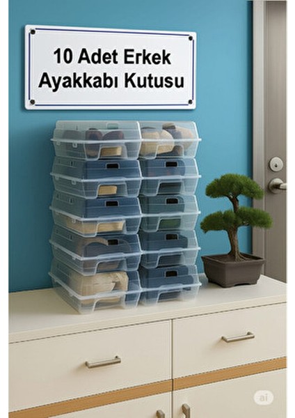 10 Adet Erkek Şeffaf Ayakkabı Kutusu, Ayakkabı Düzenleyici, Saklama Kutusu fırsatları