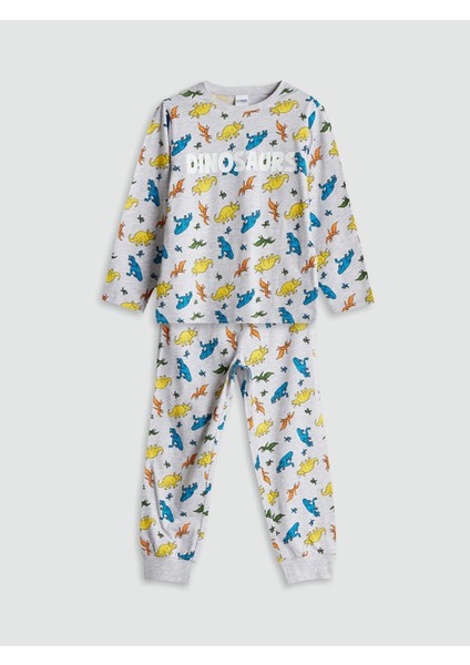 Yeni Sezon Bisiklet Yaka Baskılı Erkek Çocuk Pijama Takımı