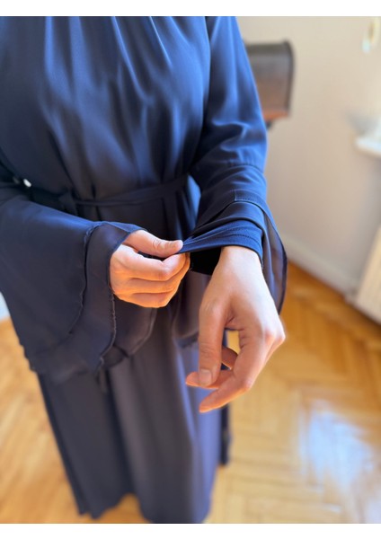 Lacivert Şifon Volanlı Elbise 5088 indirimleri
