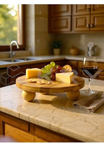 Bambu Top Ayaklı Sunumluk 25X25 cm – Şık Pasta & Tatlı Servis Tabağı