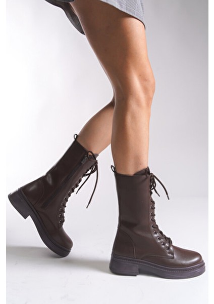 Marlyrra Kadın Bağcıklı Kısa Çizme 0012707 Kahverengi fırsatları