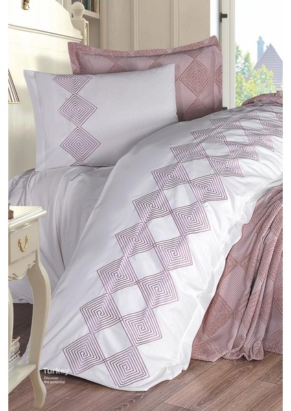 Seher 4 Parça Nakışlı Pike Takımı 240X260 Pudra