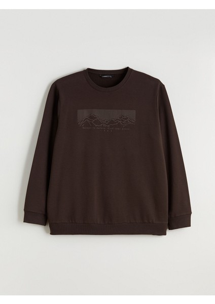 Yeni Sezon Bisiklet Yaka Baskılı Erkek Sweatshirt