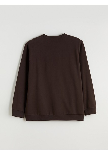 Yeni Sezon Bisiklet Yaka Baskılı Erkek Sweatshirt modelleri