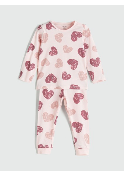 Yeni Sezon Kalp Desenli Kız Bebek Pijama Takımı