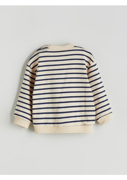 Yeni Sezon Bisiklet Yaka Çizgili Erkek Bebek Sweatshirt ve Eşofman Alt 2'li fırsatları