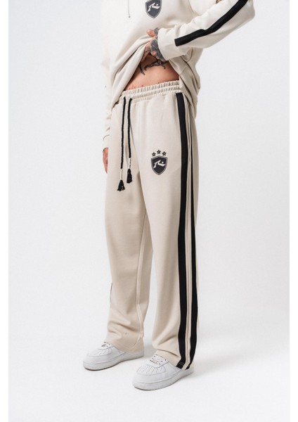 Erkek Şerit Detaylı Modal Baggy Eşofman Altı Ekru fiyatları