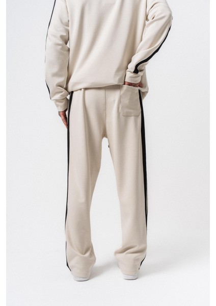 Erkek Şerit Detaylı Modal Baggy Eşofman Altı Ekru fırsatları