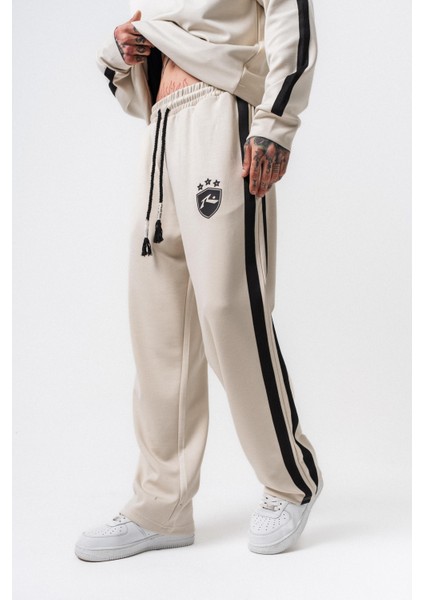 Erkek Şerit Detaylı Modal Baggy Eşofman Altı Ekru indirimleri