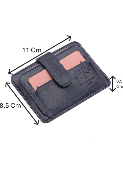 Hakiki Deri Bol Kart Bölmeli Patlı Unisex Kartlık - Lacivert