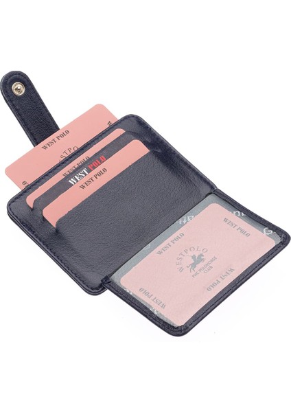 Hakiki Deri Bol Kart Bölmeli Patlı Unisex Kartlık - Lacivert modelleri